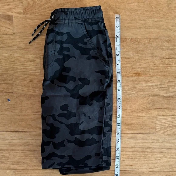 Boys Black Camouflage Nylon Drawstring Cargo Shorts - Picture 9 of 10